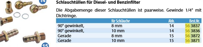 Diesel/Benzinleitungsanschluß 8mm gerade