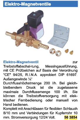 Benzinabsperrhahn elektr bis200L 12/24V