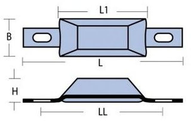 Anode Zink 120x42x21mm mit Lasche 170mm