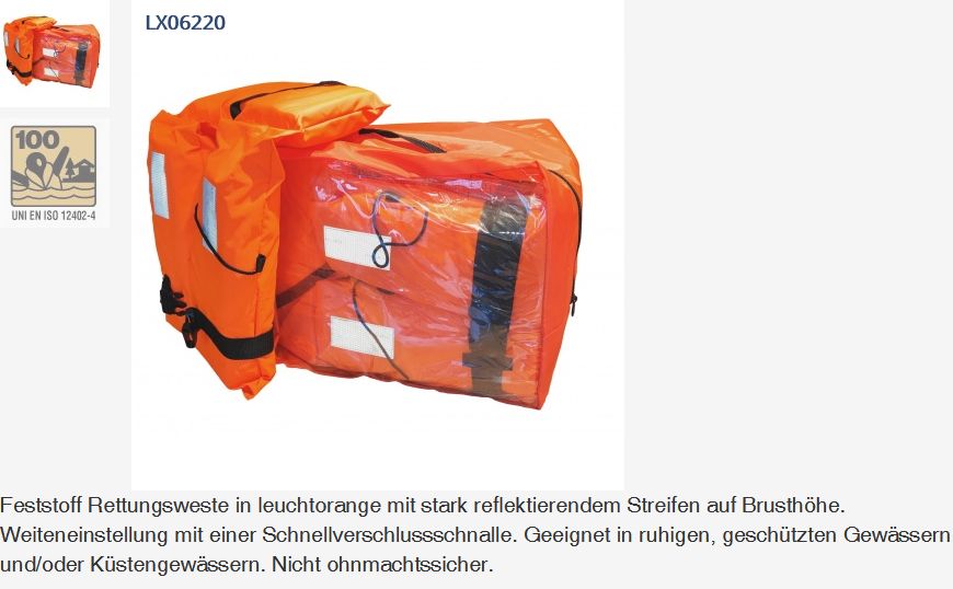 Rettungswesten-Set 4Stk 100N in Tasche