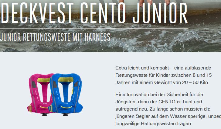 Deckvest Spinlock Cento Junior 150N blau