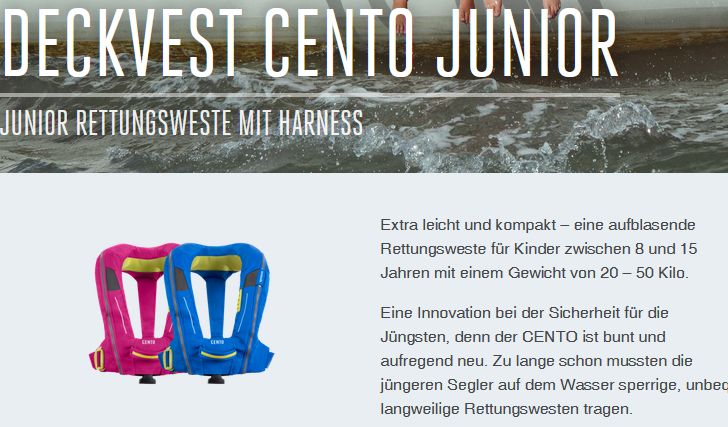 Spinlock Deckvest Cento Junior 150N blau