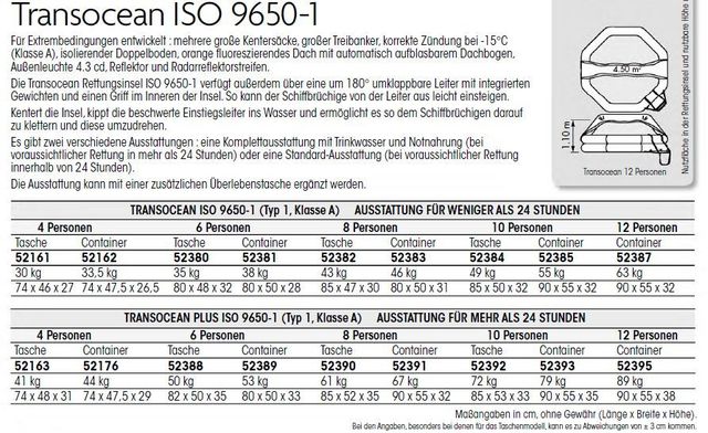 Rettungsinsel Transocean PLUS 6Pers Tasc