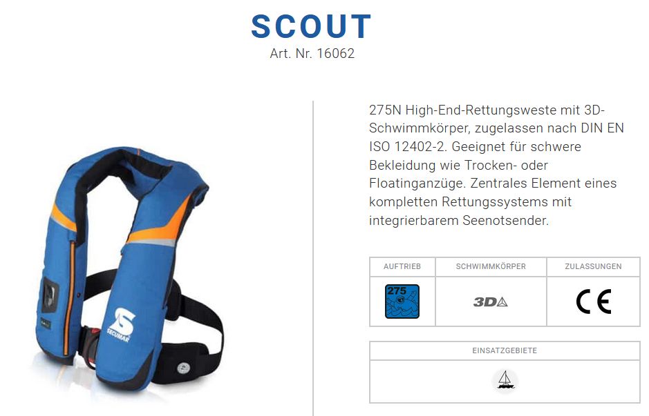 Secumar Scout 275 3D hellblau/orange