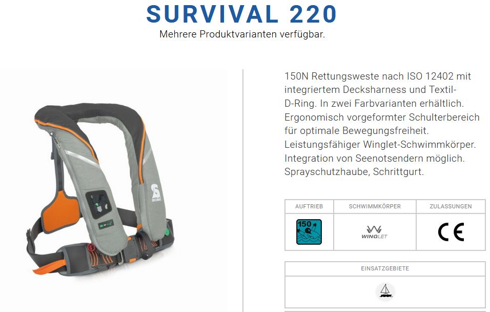 Secumar Survival 220 hellgrau/grau/orang - zum Schließen ins Bild klicken