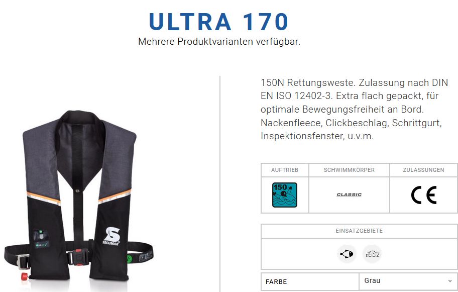 Secumar Ultra 170 grau/schwarz/orange