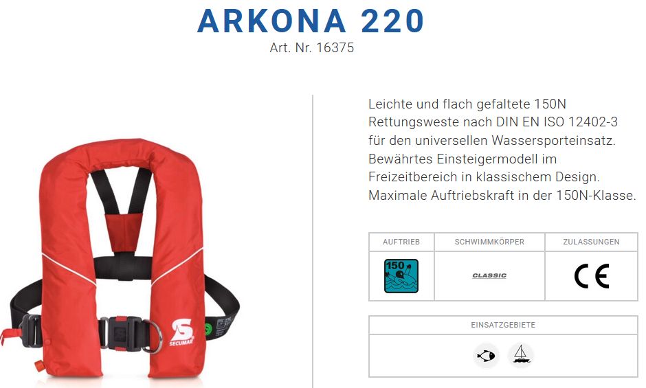 Secumar Arkona 220 rot/weiß (Harness)