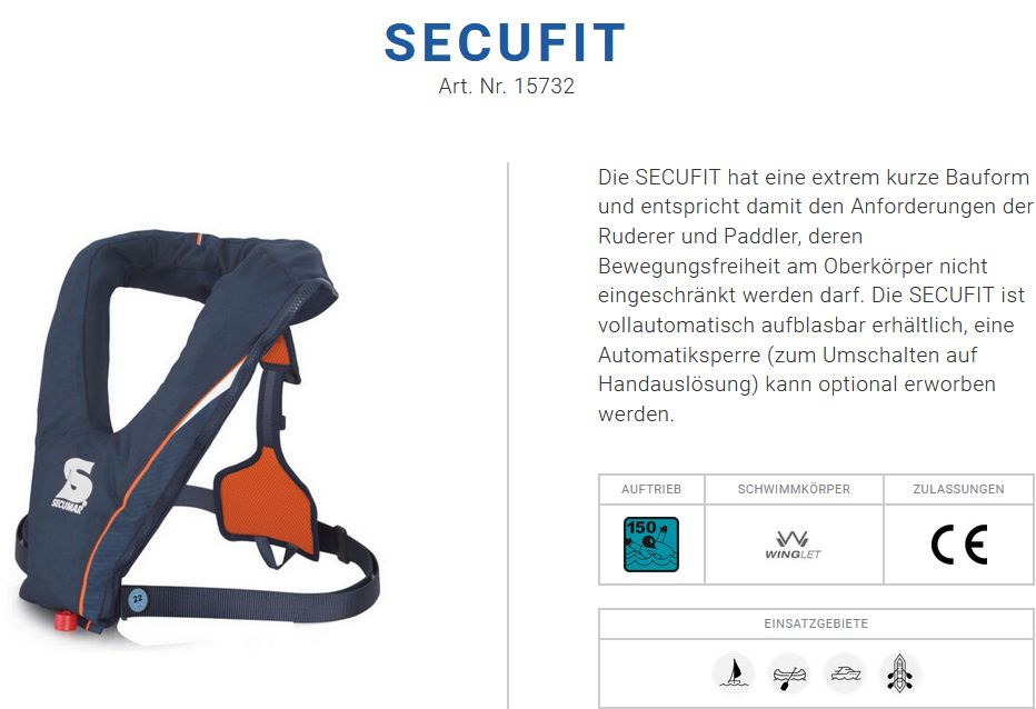 Secumar Rettungsweste Secufit Kanuweste