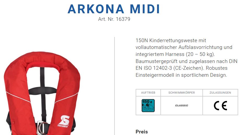 Secumar Arkona Midi 20-50kg 150N rot/wei