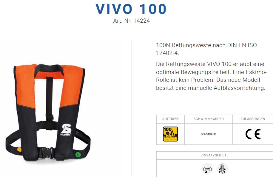 Secumar VIVO100 orang/blau Handauslösung