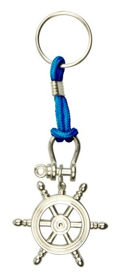 Schlüsselring mit Steuerrad blaue Kordl