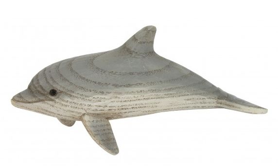 Delphin Holz natur 24cm auf Flossen - zum Schließen ins Bild klicken