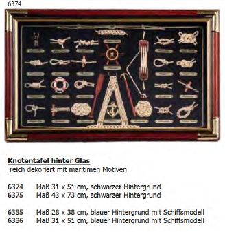 Knotentafel 43x73cm hinter Glas schwarz