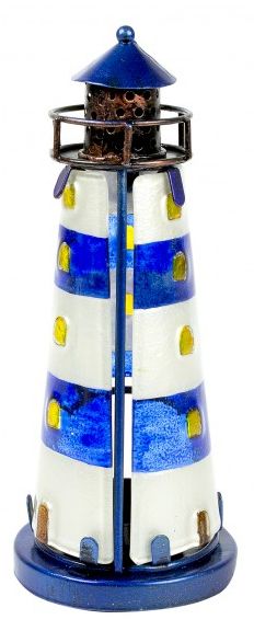 Leuchtturm aus Glas 18cm blau