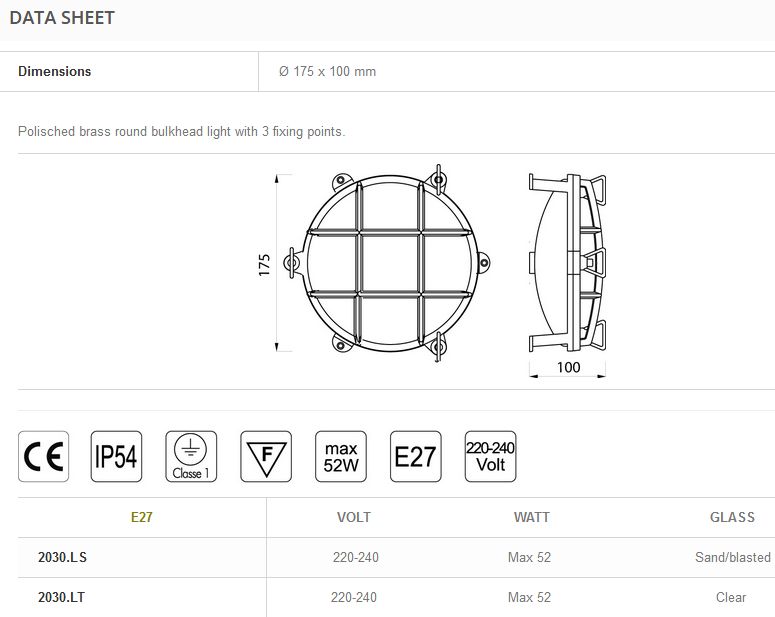 Gitterlampe 175mm messing rund Glas klar