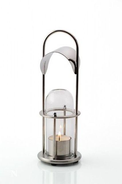 Teelichtlampe 234mm m Glaszylinder niro