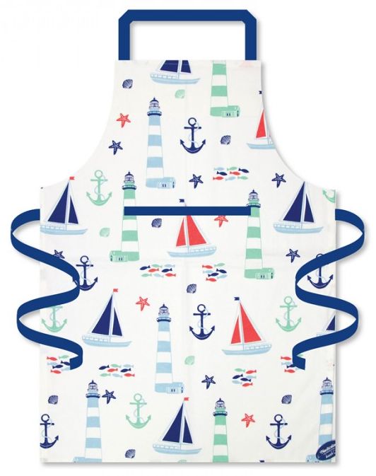 Kochschürze 89x70cm weiß Segelbootmotiv