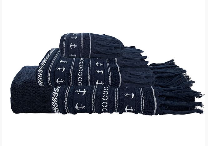 Handtuch-Set "Santorini" 3teilig navy - zum Schließen ins Bild klicken