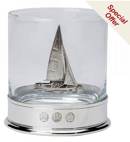 Whisky Glas Eng Pewter Yacht/Geschenkbox