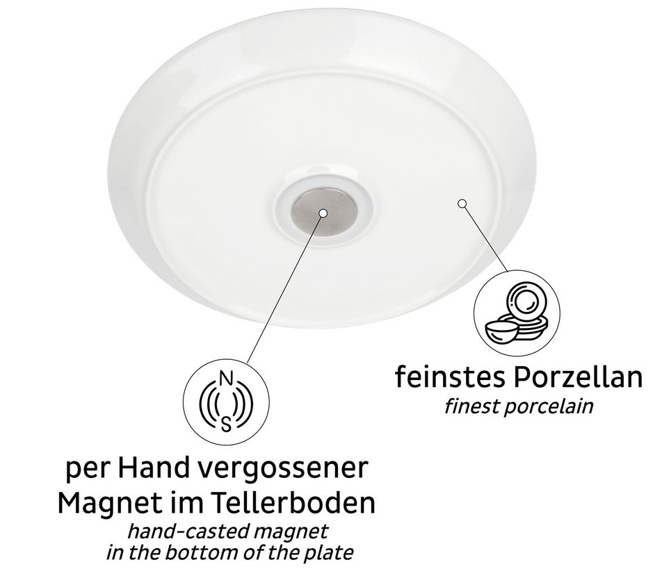Silwy Porzellan Magnet-Teller 23cm/2xwei