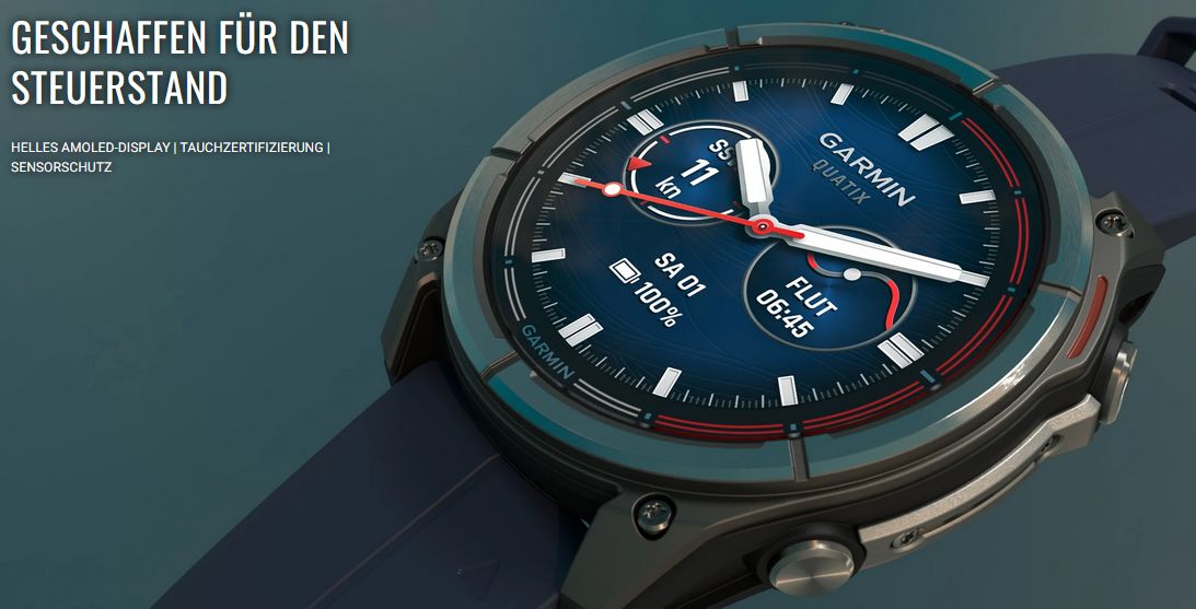 Garmin Quatix 8 navy 47mm blaues Band