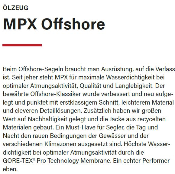 MPX GoreT Offshore Jacke 82307 XS gold