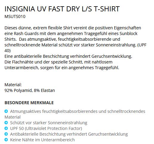 Insignia UV T-Shirt LA 80901 XS white