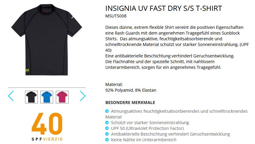 Insignia UV FD T-Shirt 80900 XS white
