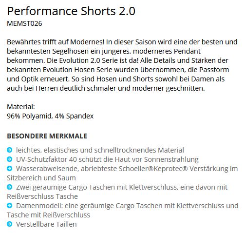 Performance Short 2.0/82001 30 platinum
