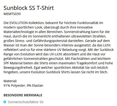 Sunblock T-Shirt 81154 S platinum