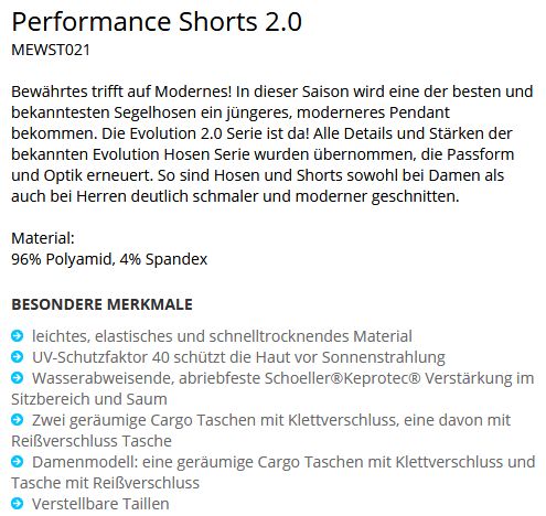 Performance Short 2.0/82003 L 8 platinum
