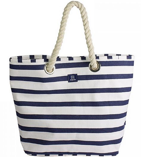 Tasche Beach Bag Canvas blau/weiß - zum Schließen ins Bild klicken