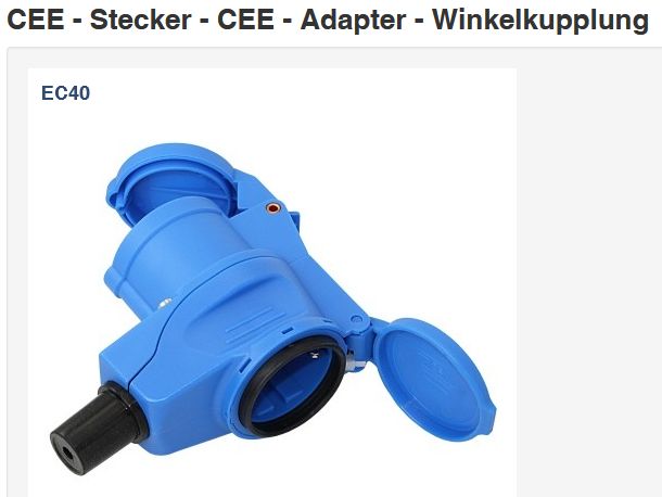 CEE-Winkelkupplung 2+PE 16A m Schukodose