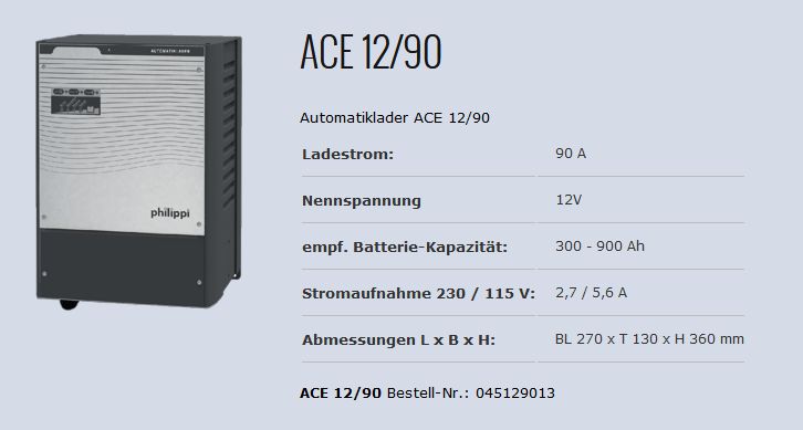 Batterie-Ladegerät ACE 12V/90A 400-800Ah - zum Schließen ins Bild klicken