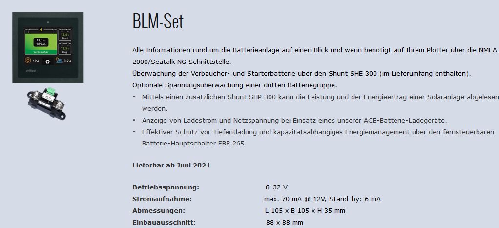 Batteriemonitor BLMS2-Set 12/24V m SHE30