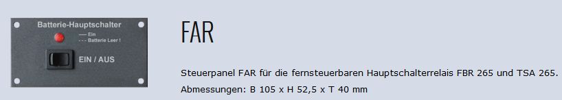 Steuerpanel FAR für TSA265