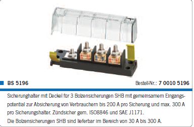 Sicherungshalter BS5196 m Deckel f 3SHB