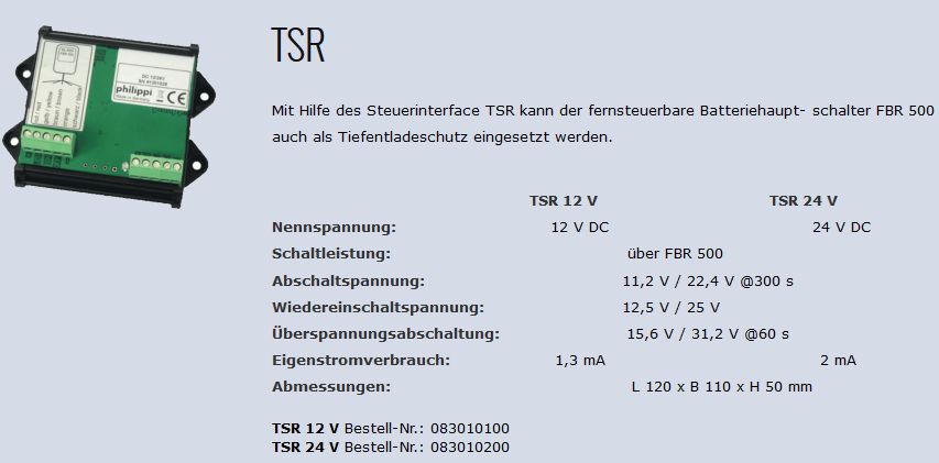 Steuerinterface TSR 24V f FBR500 als Tie