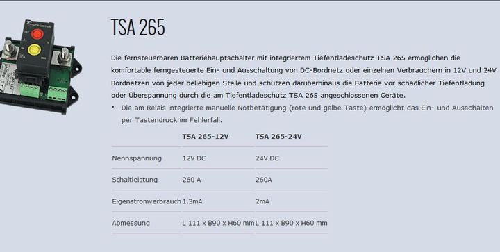 Batterietrennschalter TSA265-24V