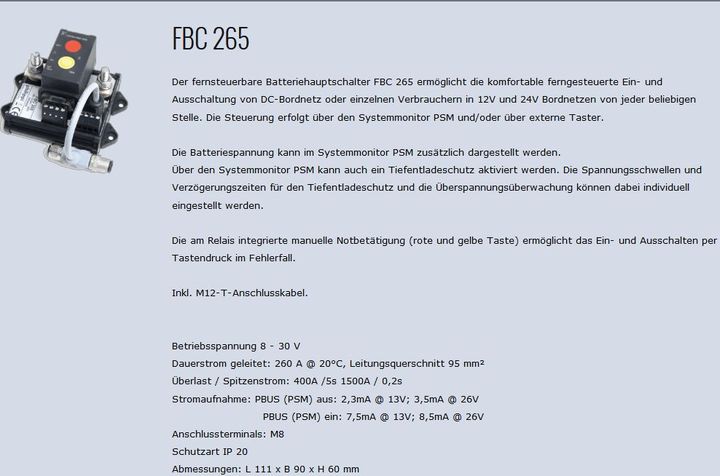 Batterie-Trennschalter FBC265 m Tiefentl - zum Schließen ins Bild klicken