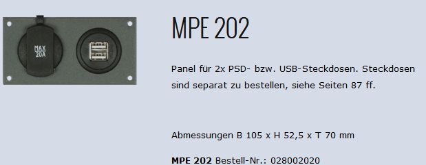 STV MPE202 Leer für 2USB od 2Steckdosen