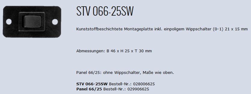 STV Panel 66/25 leer 46x25mm schwarz