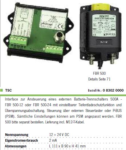 Interface TSC zur Steuerung eines FBR500 - zum Schließen ins Bild klicken