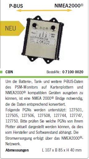 CBN Bridge von P-Bus auf NMEA2000 Anzeig - zum Schließen ins Bild klicken