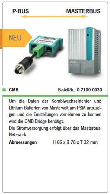 CMB Bridge Daten von Mastervolt auf PSM