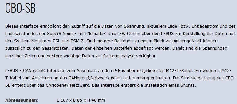 CBO-SB CANopen Interface für P-Bus M12T