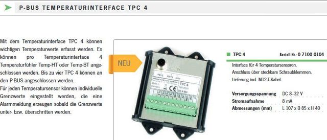 Temperaturinterface TPC4 bis 4Temp-HT/BT