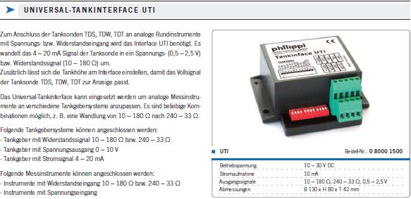 UTI Tankinterface f Sonden TD an analoge