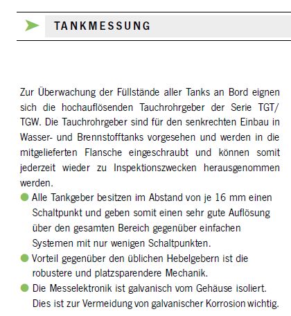 Tauchrohrgeber TGT 350 355mm Treibstoff