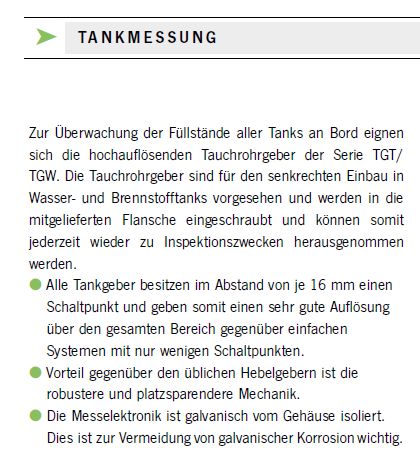 Tauchrohrgeber TGT 350 355mm Treibstoff